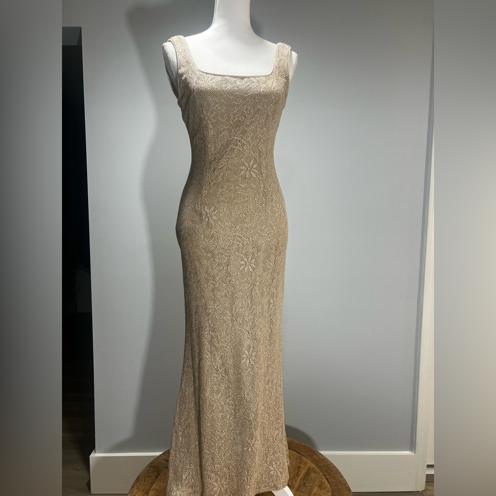Betsy & Adam Beige Maxi Dress